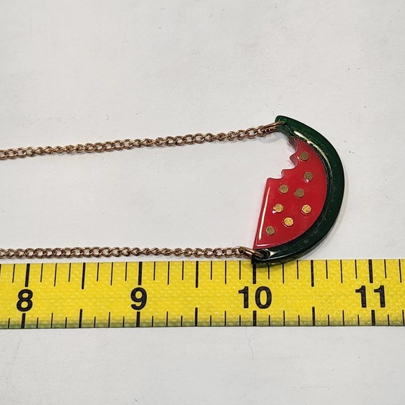 Meri Meri Watermelon Gold Tone Chain Necklace Acrylic Fruit Pendant Summer - Picture 5 of 5